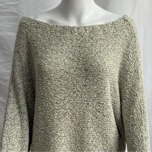 BP. Textured Knit Boat Neck Sweater – Cream & Gray Marled – Size Large